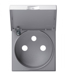 HAGER Enjoliveur prise de courant 2p+t gallery avec couvercle titane WXD101T