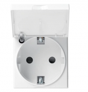 HAGER Prise de courant schuko gallery a couvercle 2p+t pure WXF165B