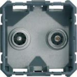 HAGER Prise tv + fm gallery bnc traversante 10 db 2 modules WXF254
