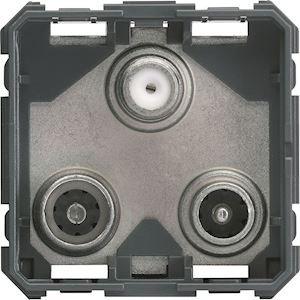 HAGER Prise tv + fm + sat gallery triple directe 2 entres 2 modules WXF257