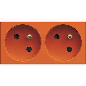 HAGER Prise de courant double speciale goulotte gallery 2p+t 16a orange WXF422E