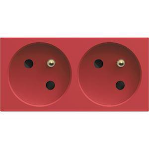 HAGER Prise de courant double speciale goulotte gallery 2p+t 16a rouge WXF422R
