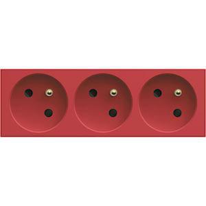 HAGER Prise de courant triple speciale goulotte gallery 2p+t 16a rouge WXF423R