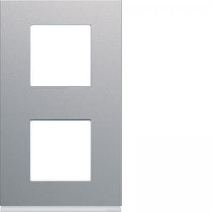 HAGER Plaque gallery plastique peint 2 postes verticale 71mm titane WXP0142