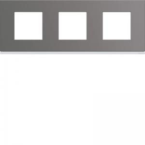 HAGER Plaque gallery plastique peint 3 postes horizontale 71mm taupe WXP0913
