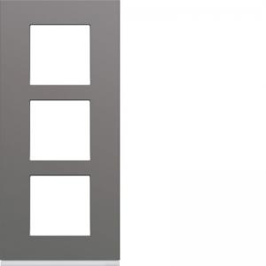 HAGER Plaque gallery plastique peint 3 postes verticale 57mm taupe WXP0923