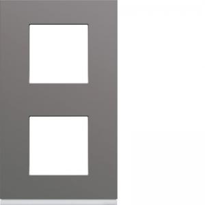 HAGER Plaque gallery plastique peint 2 postes verticale 71mm taupe WXP0942
