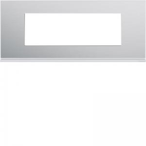 HAGER Plaque gallery 6 modules entraxe 71mm placage aluminium WXP2006