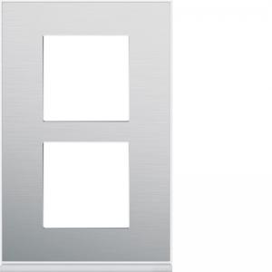HAGER Plaque gallery 2 postes verticale 57mm placage aluminium WXP2022