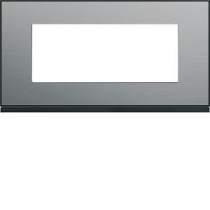 HAGER Plaque gallery 5 modules entraxe 71mm placage steel WXP2105