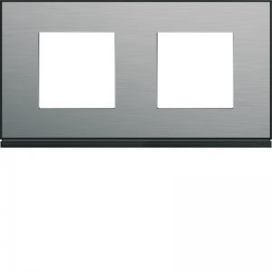HAGER Plaque gallery 2 postes horizontale 71mm placage steel WXP2112