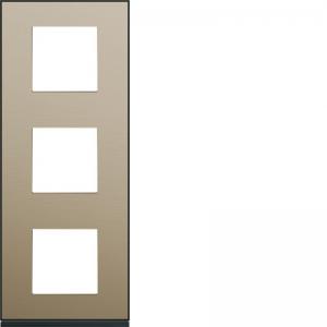 HAGER Plaque gallery 3 postes verticale 71mm placage bronze WXP2243
