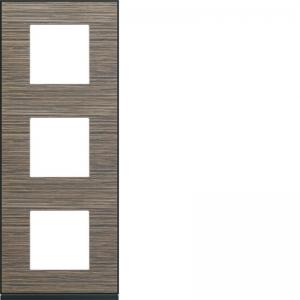 HAGER Plaque gallery 3 postes verticale 71mm pecan WXP2443