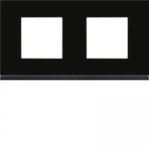 HAGER Plaque gallery 2 postes horizontale 71mm matiere midnight glass WXP4112