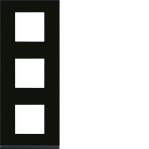HAGER Plaque gallery 3 postes verticale 71mm matiere midnight glass WXP4143