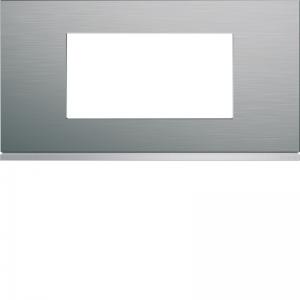 HAGER Plaque gallery 4 modules entraxe 71mm matiere bright inox WXP4204