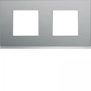 HAGER Plaque gallery 2 postes horizontale 71mm matiere bright inox WXP4212