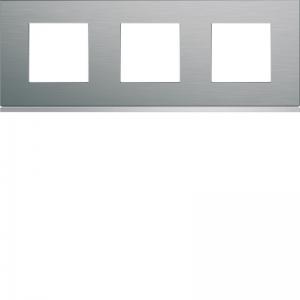 HAGER Plaque gallery 3 postes horizontale 71mm matiere bright inox WXP4213