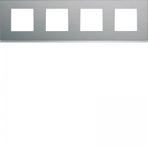 HAGER Plaque gallery 4 postes horizontale 71mm matiere bright inox WXP4214