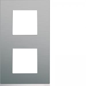 HAGER Plaque gallery 2 postes verticale 71mm matiere bright inox WXP4242