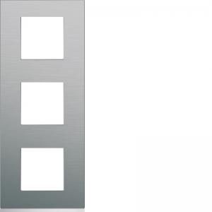 HAGER Plaque gallery 3 postes verticale 71mm matiere bright inox WXP4243