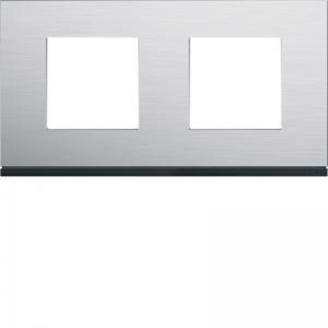 HAGER Plaque gallery 2 postes horizontale 71mm matiere natural alu WXP4312