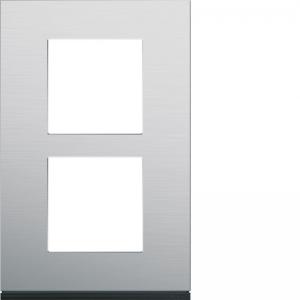 HAGER Plaque gallery 2 postes verticale 57mm matiere natural alu WXP4322