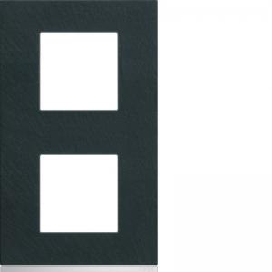 HAGER Plaque gallery 2 postes verticale 71mm matiere dark rock WXP4442