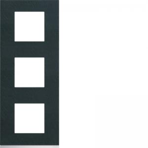 HAGER Plaque gallery 3 postes verticale 71mm matiere dark rock WXP4443