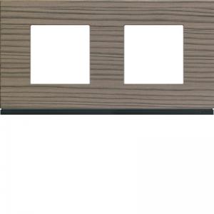 HAGER Plaque gallery 2 postes horizontale 71mm matiere grey wood WXP4812