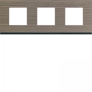 HAGER Plaque gallery 3 postes horizontale 71mm matiere grey wood WXP4813