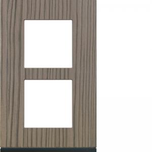 HAGER Plaque gallery 2 postes verticale 57mm matiere grey wood WXP4822