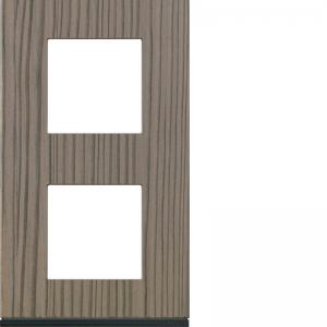 HAGER Plaque gallery 2 postes verticale 71mm matiere grey wood WXP4842