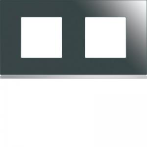 HAGER Plaque gallery 2 postes horizontale 71mm matiere mirror glass WXP5012