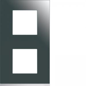 HAGER Plaque gallery 2 postes verticale 71mm matiere mirror glass WXP5042