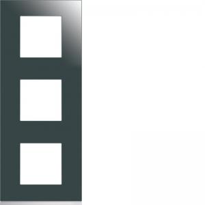HAGER Plaque gallery 3 postes verticale 71mm matiere mirror glass WXP5043