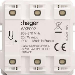 HAGER Emetteur radio mural, gallery, quicklink, plat, pile plate, 2 postes WXF092