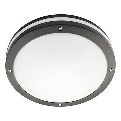 Photo EVJE hublot ou applique graphite LED 12W 3000K avec dtecteur classe I IP65 | Ref : 643821