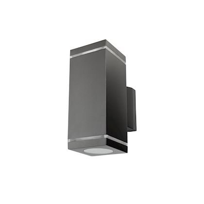Photo ECHO DECO applique murale cubique graphite 2xGU10 classe II IP54 | Ref : 623728