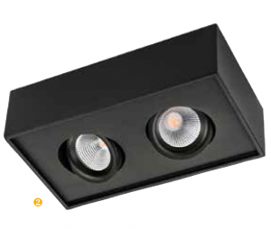SG LIGHTING Cube lux downlight en saillie 360 noir led 2x7w 2700k classe ii ip20 902554