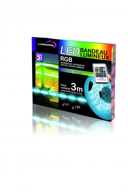 Photo KIT COMPLET STRIP RGB 3M - 90 LED - 12V | Ref : RGB/SRK3-ET