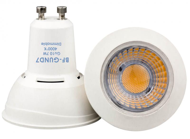 Photo Lampe Gu10 Blanche 7W Dimmable blanc neutre 4000K  | Ref : BF-GUND7