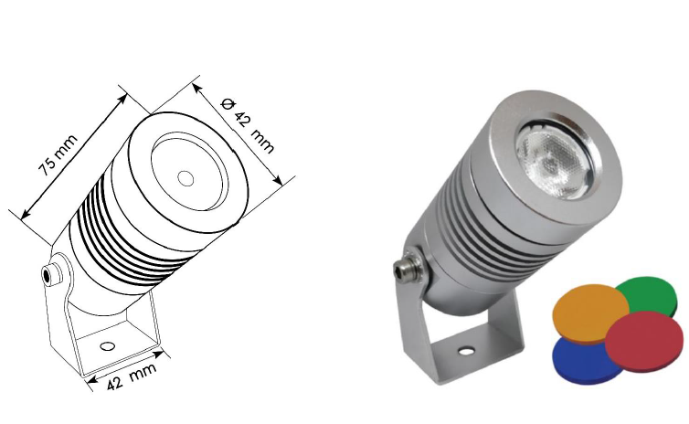 Photo spot orientable 3w inox 316l ip67 ac230v 3000�k | Ref : BF-SL3ACW