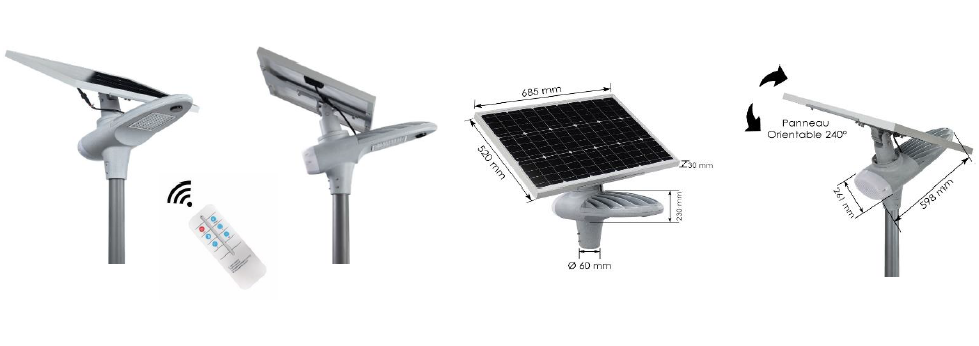Photo Tête de mât Laguna 30W à détection Télécommandé - 3000°K - Faisceau asymétrique | Ref : BF-SSL30W
