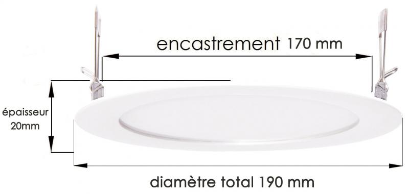 Vignette 2 produit slim downlight extra plat 15Watts.ErP.blanc chaud 3000K. 1200Lm. IP20. encast 170mm. recouv 190mm. epaiss 20mm.faisceau 120. alim incluse | Ref : BF-SDLE15WW