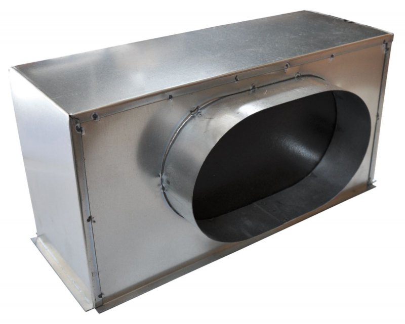 Photo Plénum acier grille de soufflage 400 x150 mm (sortie latérale) | Ref : PLSACI400X150