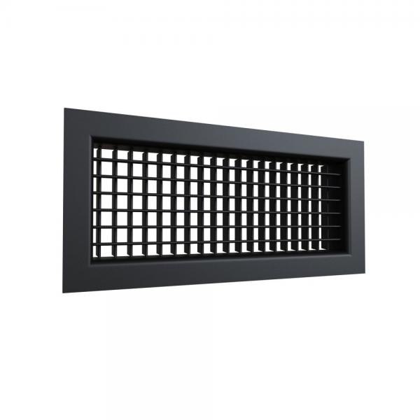 Photo Grille de soufflage double dflexion aluminium Noir mat de 400x150 mm | Ref : DD400X150NM