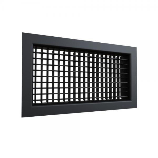 Photo Grille de soufflage double dflexion aluminium Noir mat de 400x200 mm | Ref : DD400X200NM
