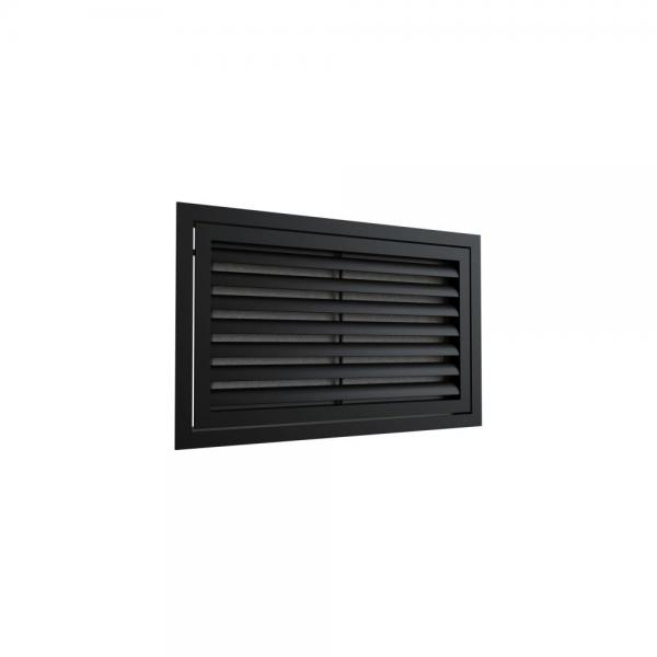 Photo Grille de reprise à ailettes droites 400x200 Noir mat | Ref : GRAD400X200NM