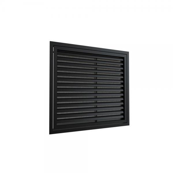 Photo Grille de reprise  ailettes droites 500x400 Noir mat | Ref : GRAD500X400NM